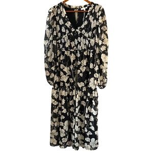 Moon River Anthropologie NEW Tiered V-Neck Floral Dress Size S